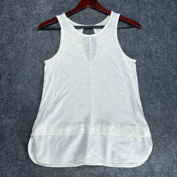 J Crew Top Womens XS Tank Keyhole Back Curved Hem Pullover Stretch Knit Ivory - Picture 1 of 7